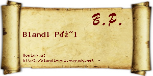 Blandl Pál névjegykártya